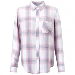 Rails Hunter Plaid Flannel Shirt Women’s Size Small White Pink Blue